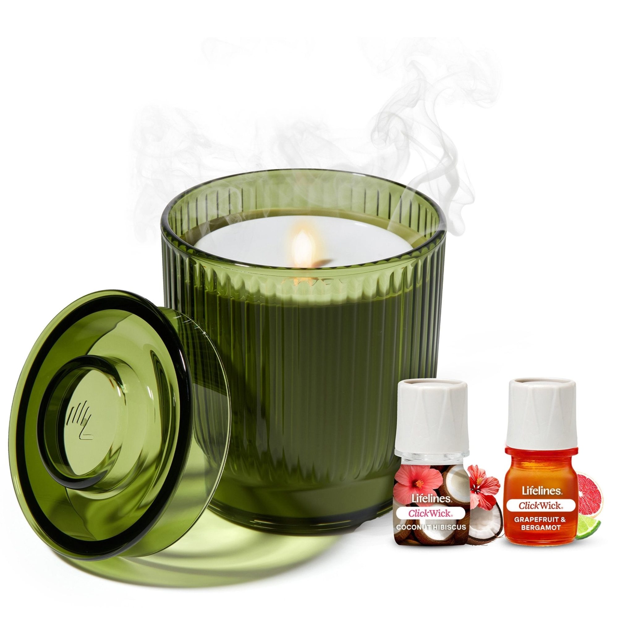 Flameless Candle Diffuser - Olive Ribbed