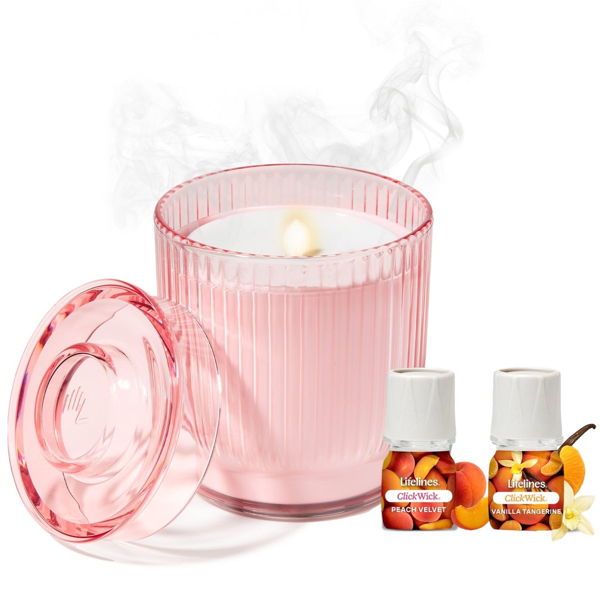 Flameless Candle Diffuser - Ribbed Pink